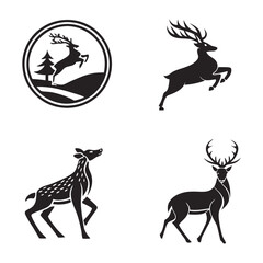 black deer icon.Logo of deer.Deer simple icon.Reindeer vector symbol art and illustration