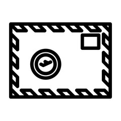 International Mail Envelope Vector Line Icon Design