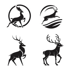 black deer icon.Logo of deer.Deer simple icon.Reindeer vector symbol art and illustration