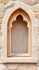 Fototapeta premium Intricate Stone Niche with Pointed Arch in Beige Wall