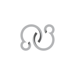 letter n cloud simple ribbon linked logo vector