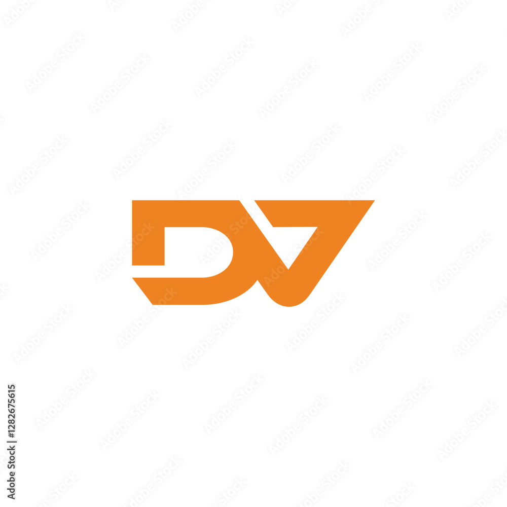 Poster letters dv dynamic simple linked logo vector