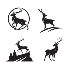 black deer icon.Logo of deer.Deer simple icon.Reindeer vector symbol art and illustration
