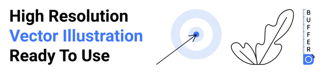 Blue arrow hitting target with circular rings and abstract leaf design representing achievement and growth. Ideal for business strategy, goal planning, marketing, startups, success, progress, flat