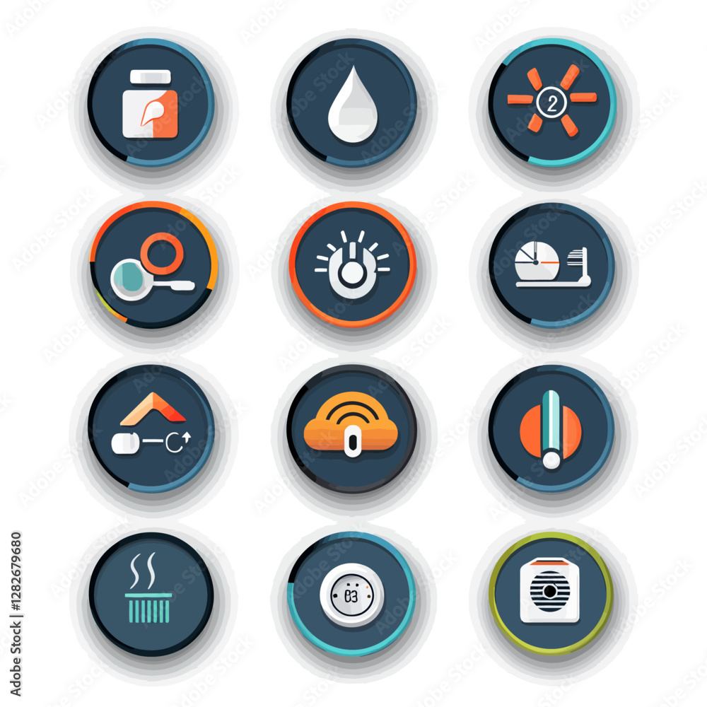 Poster smart home interface icon set for system control & automation design