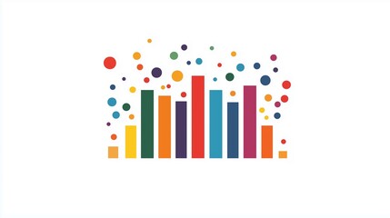 Colorful Bar Chart with Scattered Dots Representing Data Visualization and Statistical Analysis