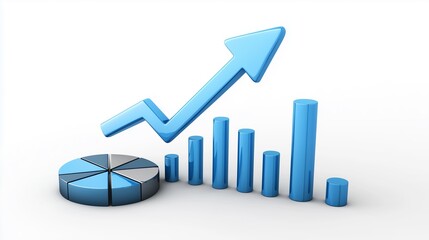 Business Growth Statistics Showing an Upward Trend with Pie Chart and Bar Graph