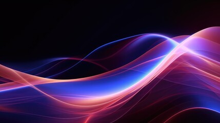 Obraz premium Vibrant Neon Light Waves on Black Background