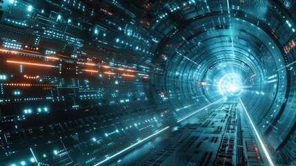Obraz premium High-Tech Futuristic Data Tunnel