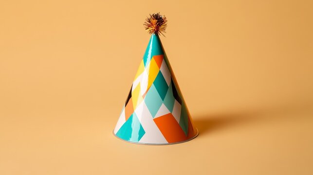 Bright Festive Birthday Party Hat - Colorful party hat, celebration, joy, fun, festivity. Symbolizing birthday cheer, happy moments, vibrant celebrations, and festive spirit