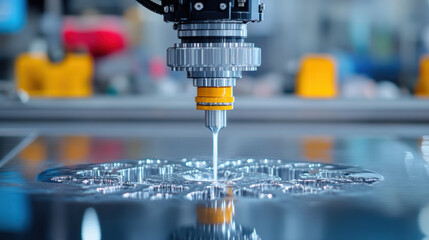 High-pressure water jets cutting a precise spoon, high fidelity image, version 2.