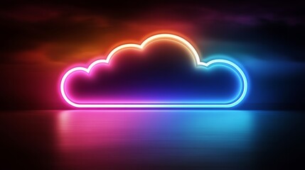 Neon Cloud Glowing Over Water Reflecting Light