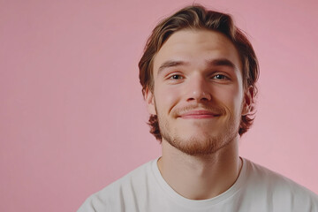 Naklejka premium Man smiling close-up