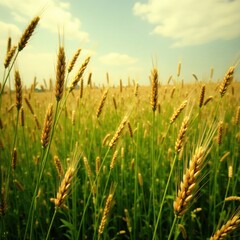 Obraz premium Rough, wild prairie grasses swaying gently in breeze, grasslands, dry
