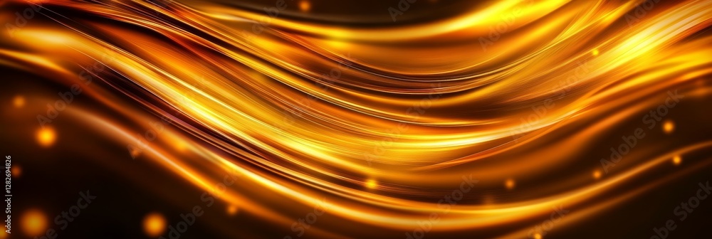 Poster golden waves abstract background - abstract background featuring flowing golden waves on a dark back