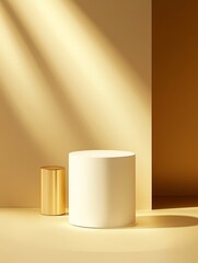 Golden Glow Podium Minimalist Display - Elegant product display, symbolizing luxury, simplicity, sophistication, serenity, and success. Perfect for showcasing premium items