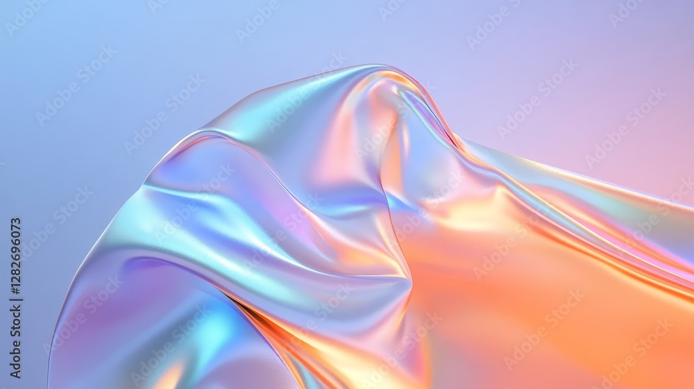 Aufkleber iridescent fluid abstract art - abstract of flowing iridescent fluid, showing pastel colors and smoo