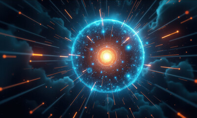 Fototapeta premium Glowing Energy Sphere, Cosmic Burst - Abstract