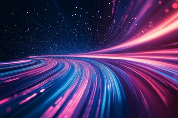 "Vivid streaks of light create an abstract motion blur effect in a space-themed image