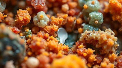 Photo Showcasing Close-Up Macro Shots Of Various Materials, Highlighting Microscopic Textures And Structures, Deep Saturated Colors, Surreal And Abstract St.