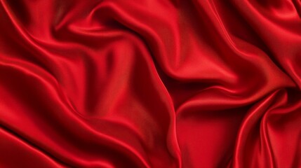 Obraz premium Red Silk Fabric Drape Background - Luxurious red silk, elegant folds, smooth texture, rich color, flowing design. Symbolizing passion, elegance, luxury, romance, and sophistication