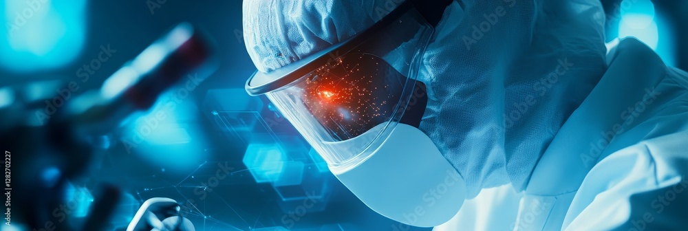 Poster robot scientist in a futuristic lab - a futuristic lab, a robot scientist, advanced technology, scie