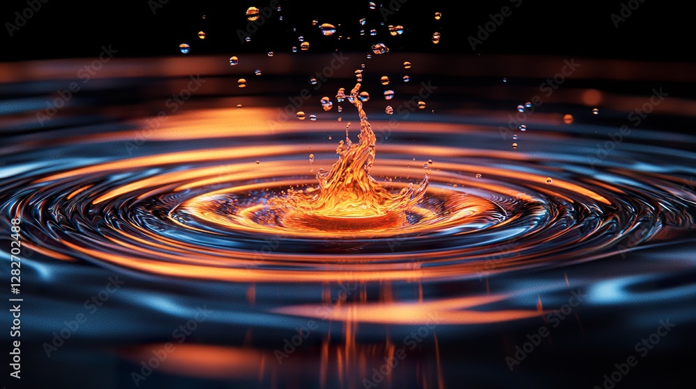 Aufkleber water droplet creating ripples and splashing upward in dynamic motion