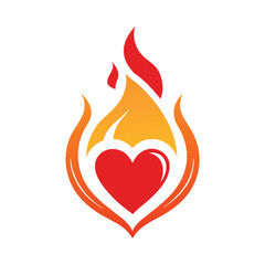 Love and Fire Concept Logo Design Vector for Passionate and Romantic Branding