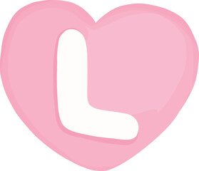 Heart with letter L on transparent background