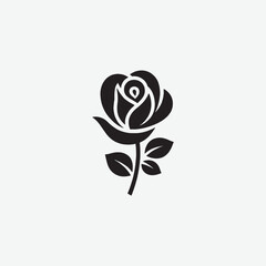 Obraz premium Download a beautifully minimal rose vector silhouette with a crisp white background. Perfect for logos, tattoos, and decorative designs. Get your high-quality vector now!