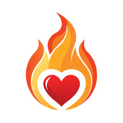 Love and Fire Concept Logo Design Vector for Passionate and Romantic Branding