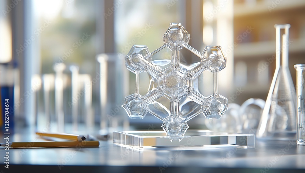 Poster exploring crystal structures: a detailed look at molecular geometry and bonding in science