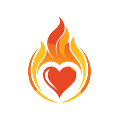 Love and Fire Concept Logo Design Vector for Passionate and Romantic Branding