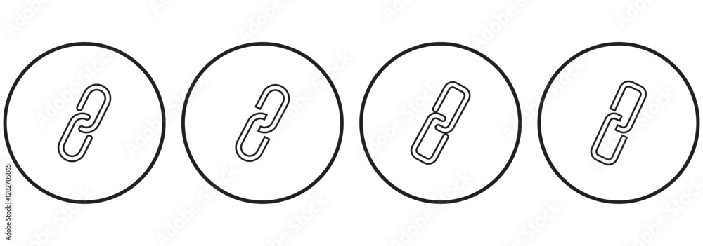 Aufkleber link icon thin line illustration set. thin stock style link icon set with background.