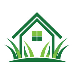 Home and Grass Concept Logo Design Vector for Eco-Friendly Living and Landscaping Brands