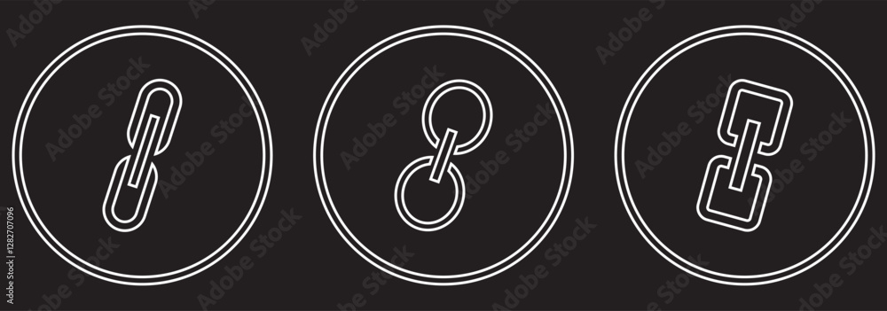 Poster link icon thin line illustration set. thin stock style link icon set with background.