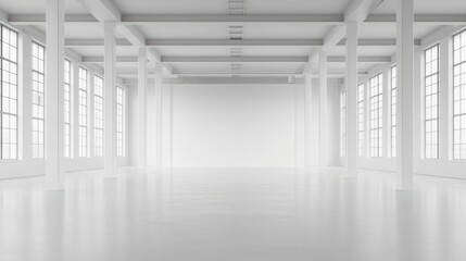 Fototapeta premium Bright and Spacious Empty Room with Large Windows and Minimalist Design for Modern Interiors