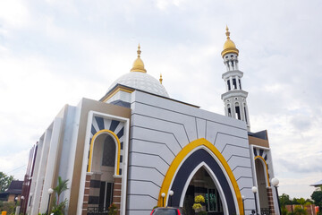 White mosque with a modern design in Pangkep city