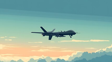 Fototapeta na wymiar Airplane soaring through pastel sunset sky, commercial jet in mid-flight with clouds and vibrant colors creating awe-inspiring scene.