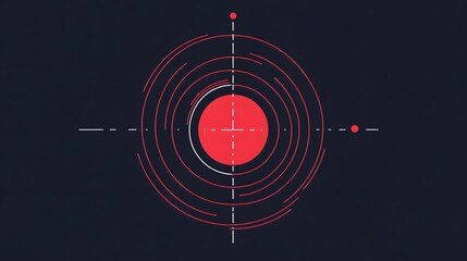 Abstract digital art with vibrant red circle, modern geometric design, ideal for tech themes, highlighting innovation and creativity.