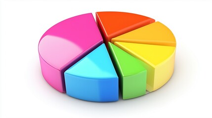Obraz premium Colorful 3D Pie Chart Data Representation for Business Analytics and Statistical Reports