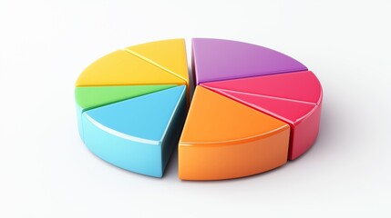 Fototapeta premium Colorful 3D Pie Chart Data Visualization for Business Presentation