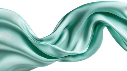 Green Mesmerizing Fabric Texture with Flowing Silk Waves and Elegant Curves isolated on transparent background