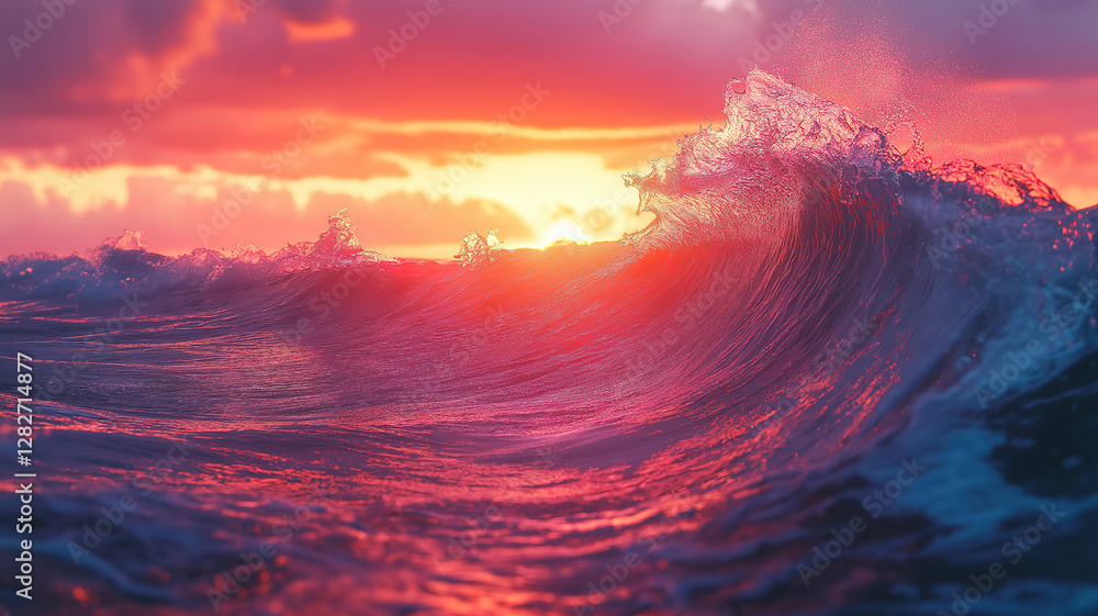 Poster serene sunset flow blending soft colors over the ocean creating a calming atmosphere