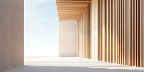 Futuristic minimalist light golden architectural space platform