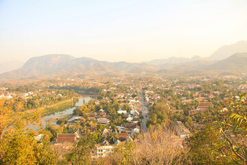 Obraz premium Sunset View of Luang Prabang from Phou Si Hill, Laos