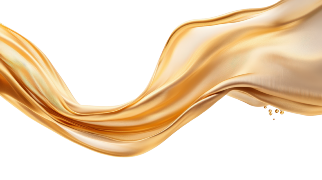 Flowing Golden Wave Abstract Curved Motion Design isolated on transparent background
