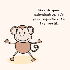 A cute digital illustration of a cute monkey, accompanied by an uplifting message about resilience and support, the image features a pastel colored background and hand-drawn text.