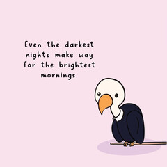 A cute digital illustration of a cute bird, accompanied by an uplifting message about resilience and support, the image features a pastel colored background and hand-drawn text.