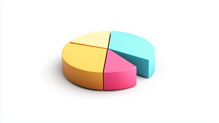 Obraz premium Four Color Sections 3D Pie Chart Data Visualization Presentation Graphic